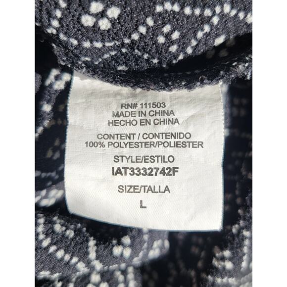 Meraki Women’s L Cold Shoulder Black Top Cream Floral Flutter Sleeves Cape Back - Picture 15 of 16